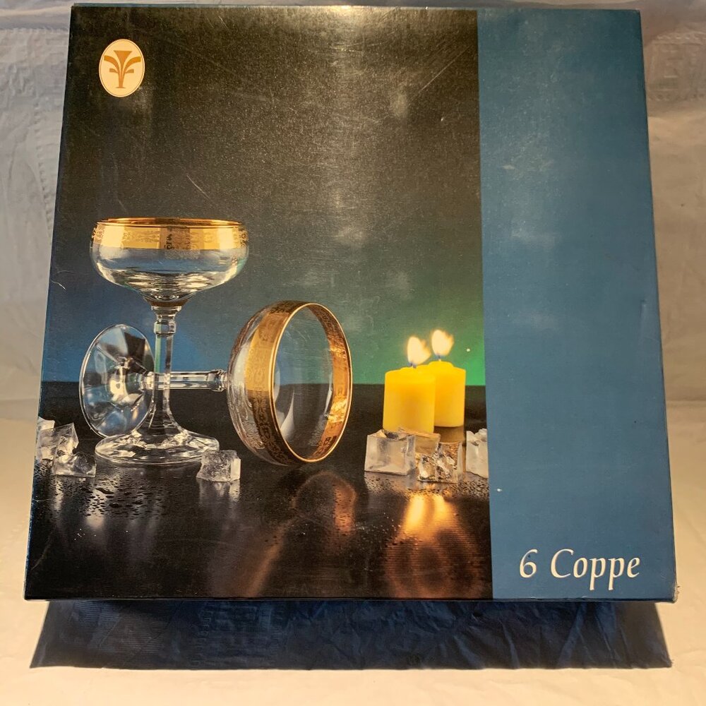 Vintage Gold Rim Champagne Coupe Glasses